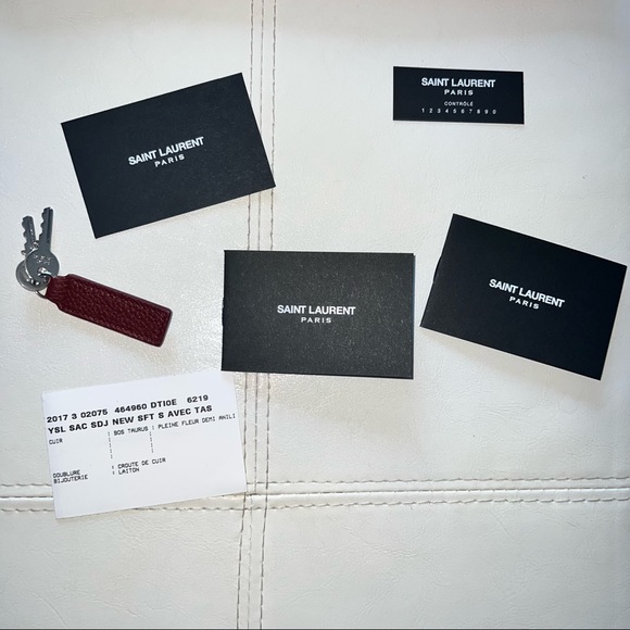 💯 Authentic SAINT LAURENT SAC DE JOUR YSL Souple burgundy leather satchel - Picture 7 of 8